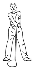 Contracting your oblique muscles during golf swing address.